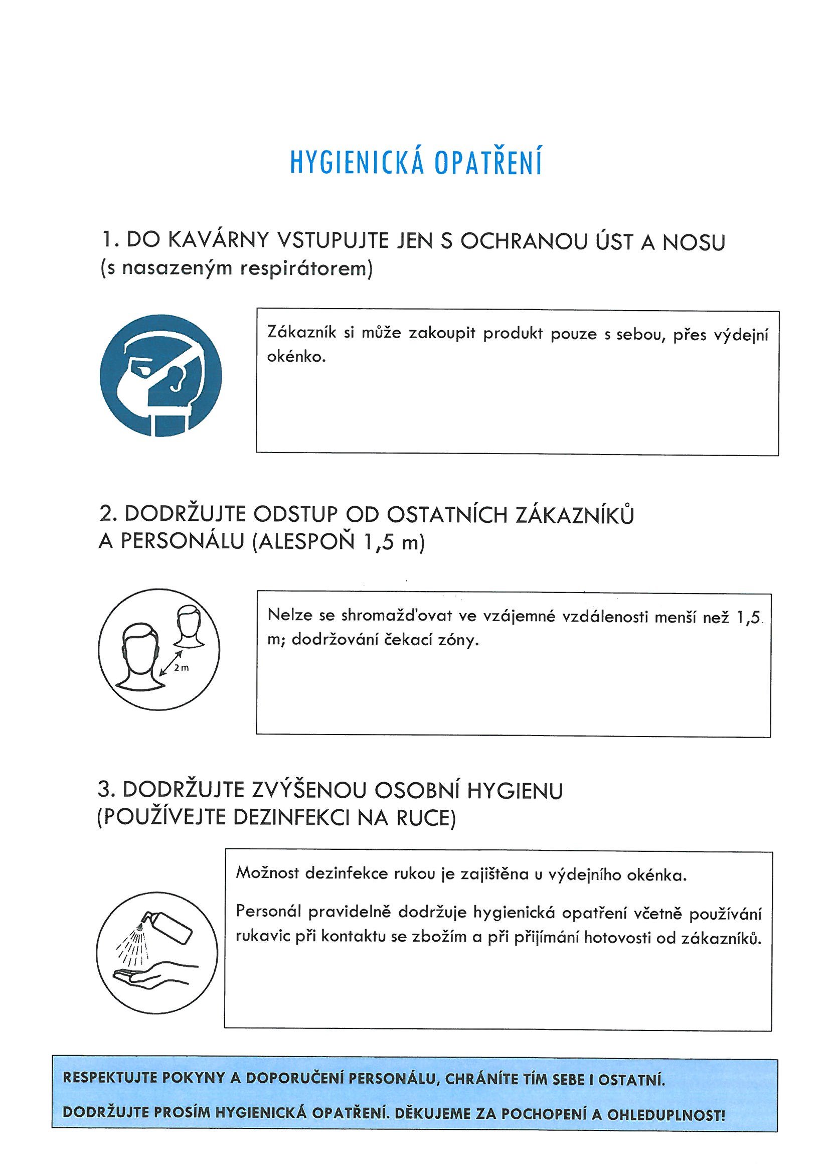 Hygienická opatření v kavárně Slunečnice